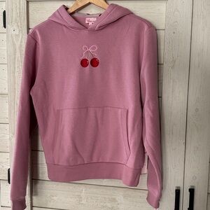 Angel Cult cute girl Pink Hoodie with Cherry Embroidery and kangaroo pocket nwt